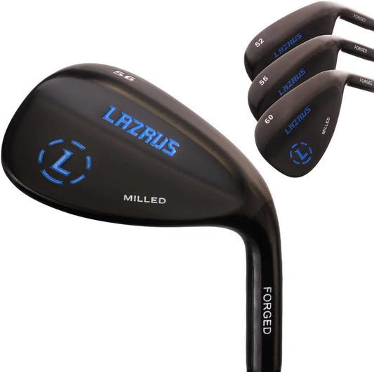 LAZRUS Premium Forged Golf Wedge Set for Men - 52, 56, 60 Degree Wedges + Milled Face for More Spin - Great Golf Gift